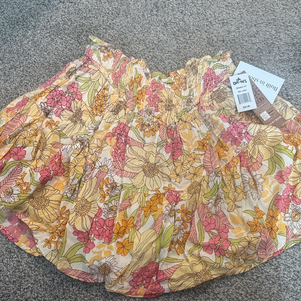 Floral skirt with built in shorts